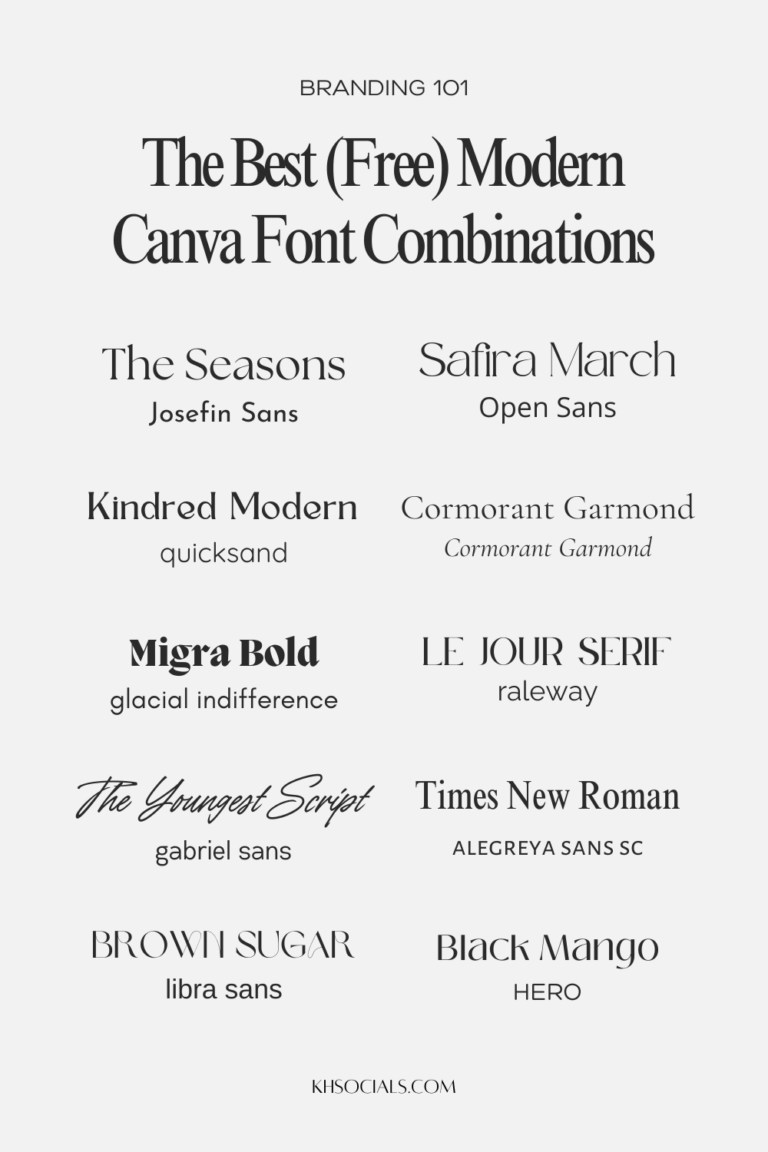 The Best (FREE) Canva Font Combinations - khsocials.com